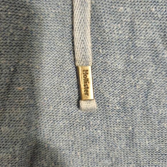 Y2K vintage Hollister Blue Knit V Neck Hoodie Pullover Sweater Womens Size L - Picture 4 of 8